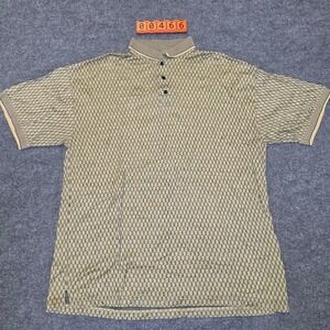 Consensus Golf Polo Shirt Mens XL Creme & Blue Checkered Cotton.